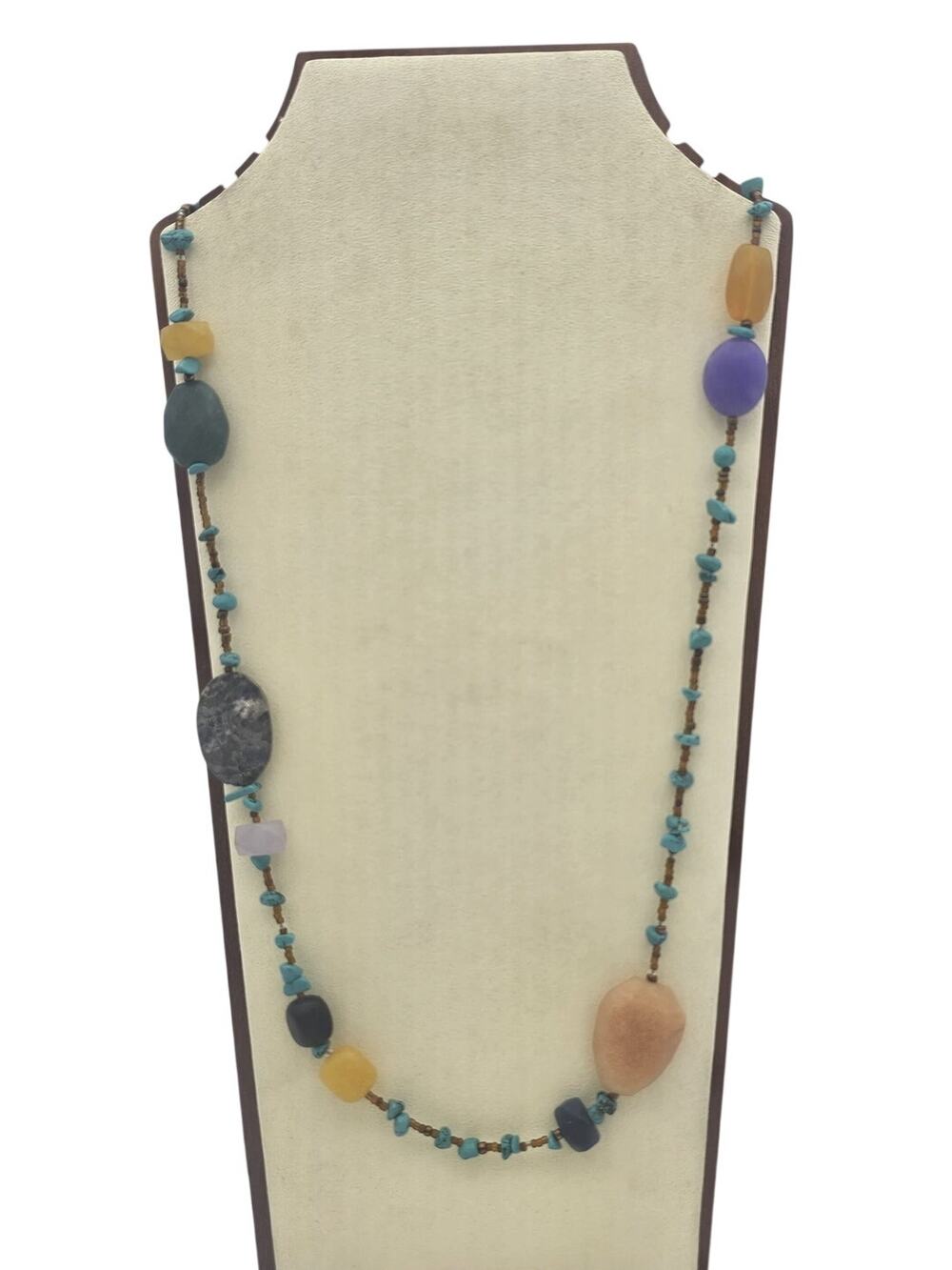 Vintage Peyote Bird 925 Mixed Stones Necklace